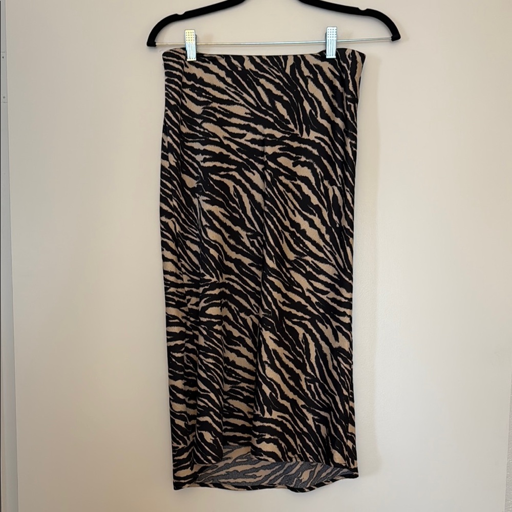 Stylish Zebra Print Satin Skirt